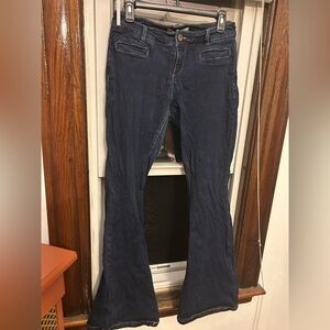 C EST 1946 Denim Blue Flare Wide Leg Jeans with Contrast Stitching